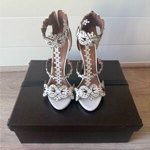 Alaia White Lace Heeled Sandals